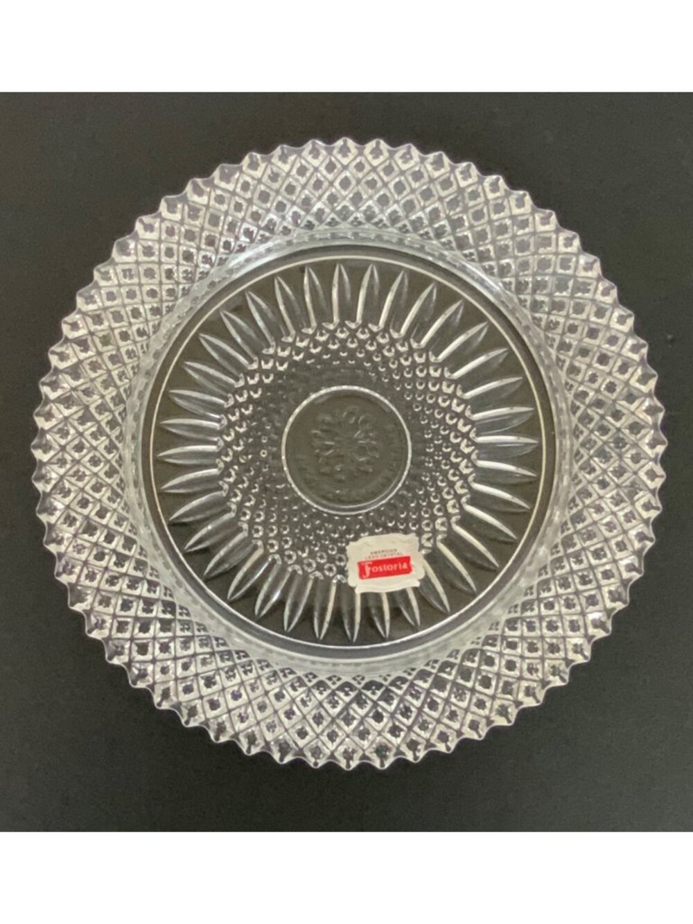 Fostoria Avon 92nd Anniversary Lead Crystal Luncheon Plate 1970s Collectible